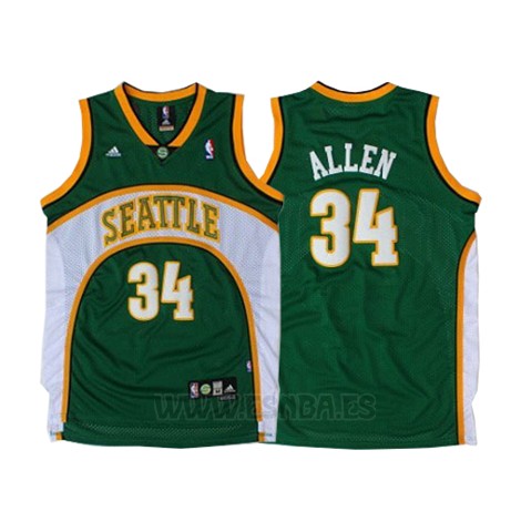 Camiseta Historic Seattle SuperSonics Ray Allen #34 Verde